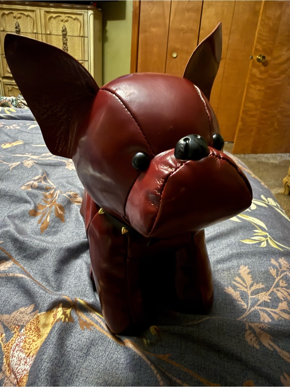 Decorative Burgundy Faux Leather Dog purse- Pets Dog